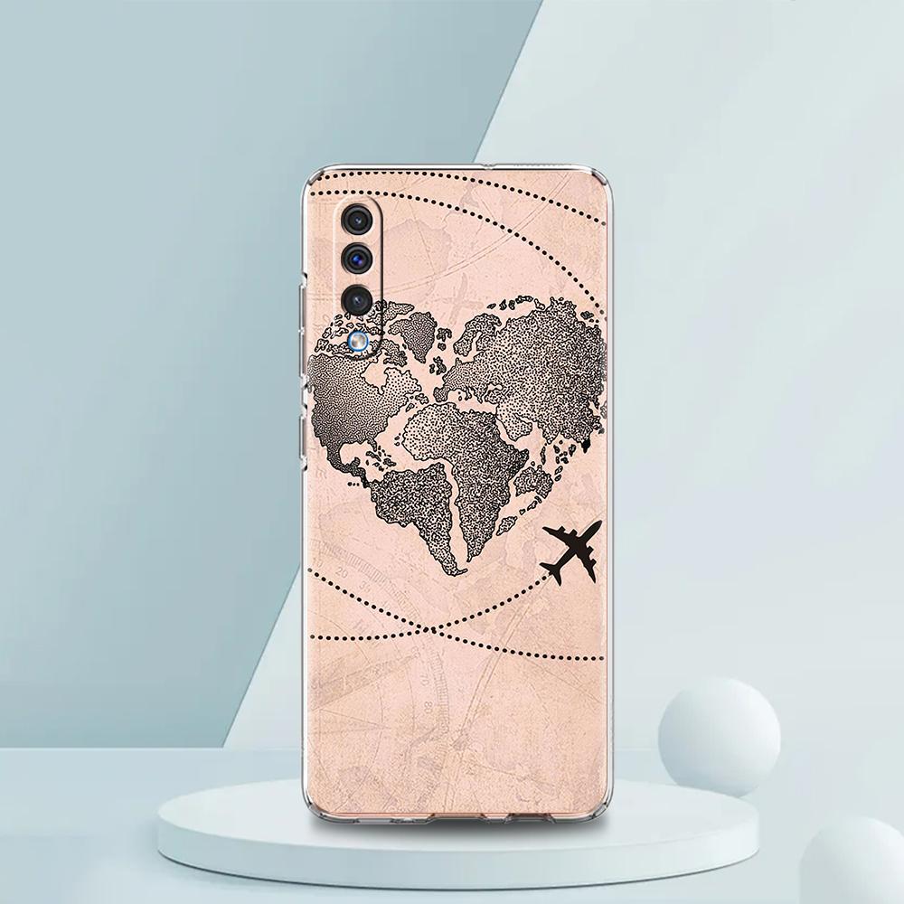 Travel-Inspired Airplane Route Transparent Phone Case for Samsung Galaxy A16 A14 A12 A22 A24 A42 A02 A03S A06 A20 A30 A40 Cover