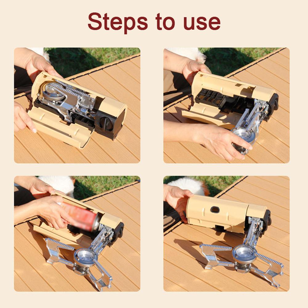 Portable Camping Cassette Stove Folding Gases Burner Butane Stove 2600W with Carrying Bag Outdoor Electronic Ignition Equipment
