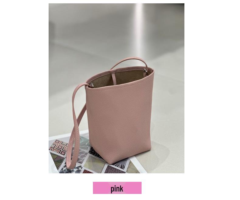 Dámská minikabelka typu „bucket bag“ z pravé kůže - Hovězí kůže Togo, Jednoramenná, Crossbody, Jedinečný design, Všestranný styl pro dojíždění
