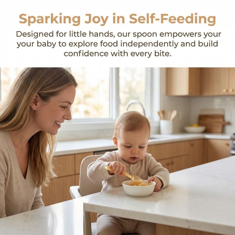 Silicone Baby Food Spoon Short Handle Learning To Eat Spoon New Baby Feeding Spoon Learning To Eat