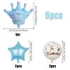 5pcs Crown Theme PE Decorative Balloon Set, Crown Shape Balloon, Happy Birthday Aluminum Foil Balloon Party Supplies
