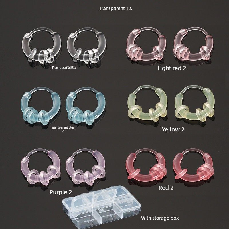 

2024 New Studs Color Ear Clip Import Resin Ear Ring Plastic Dopamine Earrings for Women Ear-Caring Earrings Transparent six (Recommend!!!)