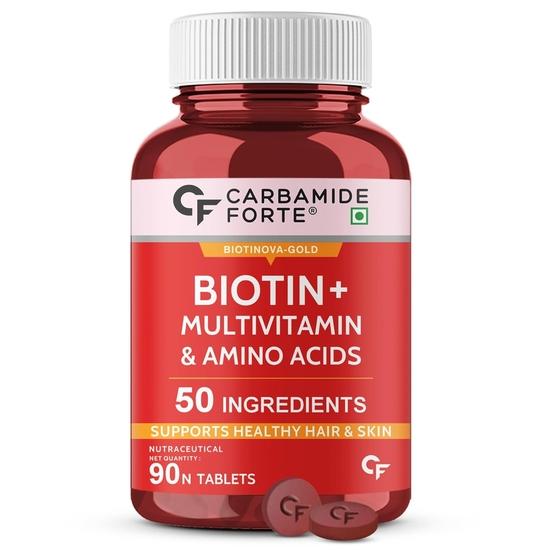 

Carbamide Forte Biotin Tablets for Hair Growth | Biotin Supplement with 50 Multivitamin Ingredients for Women & Men
