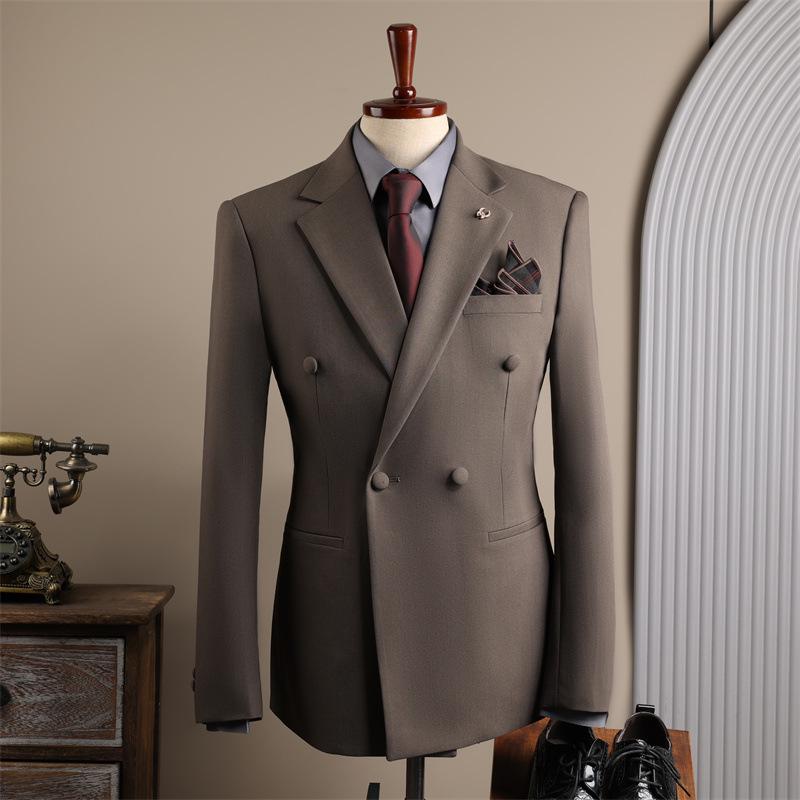 Coffee Color Men's Formal Suit Set for Weddings and Business - Groom and Best Man Fit
