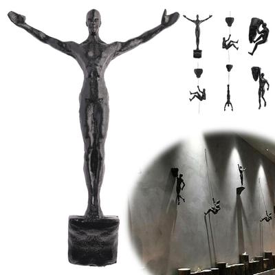 Athlete Rock Climbing Man Resin Background Wall Hanging Decoration Sculpture Statue Figures Creative Rock Climber Statue Pendant