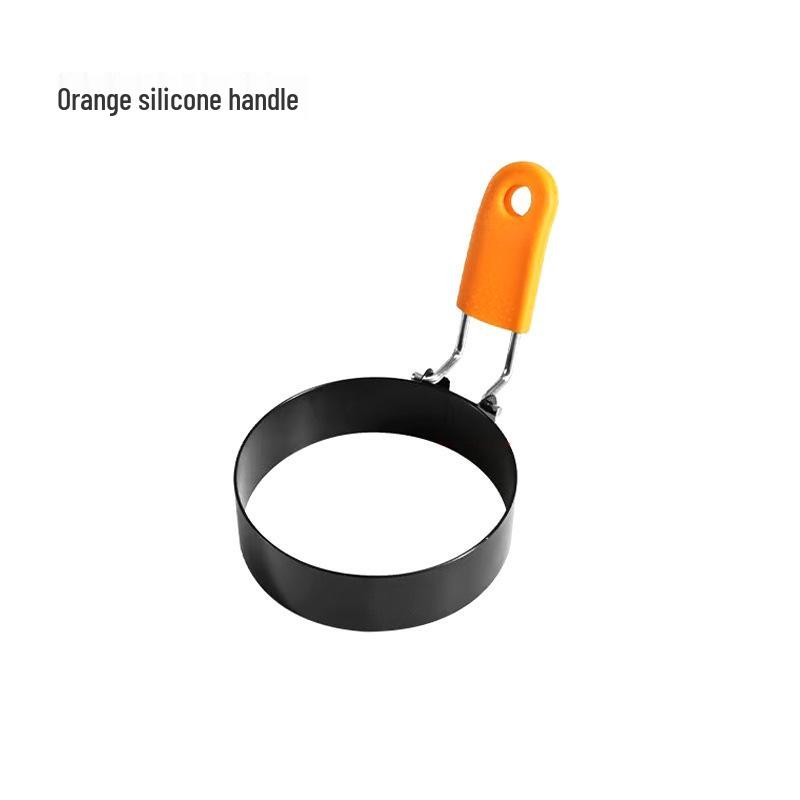 Non-stick Egg Frying Pan with Silicone Handle and Stainless Steel Ring