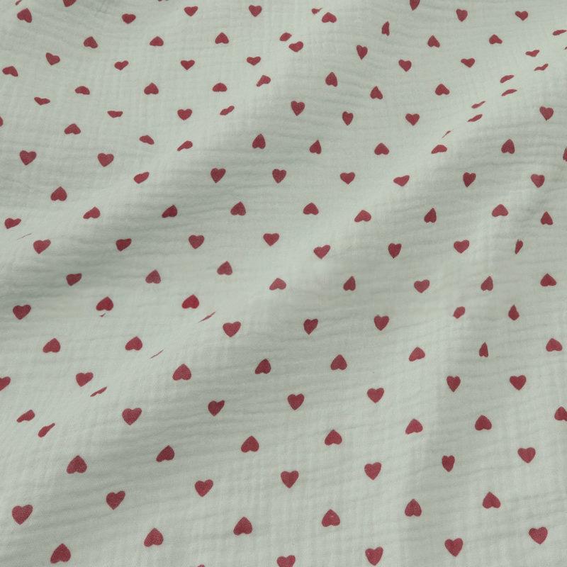 15 Colour Soft Heart Print Cotton Sewing Fabric Crepe Double Layer Gauze Cloth Cotton Skirt Pajama Cotton Fabric 100x135cm