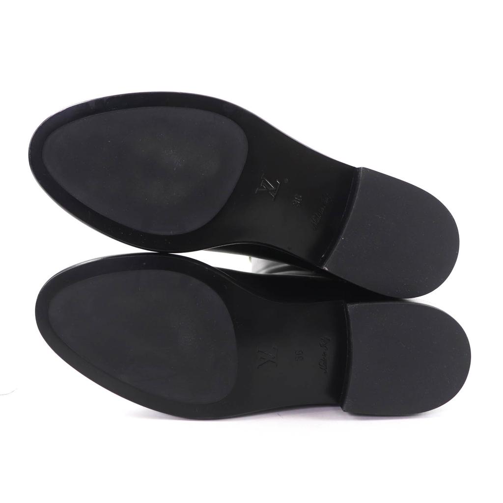 Excellent LOUIS VUITTON Knee-high boots LV logo leather black leather Women 36 Used