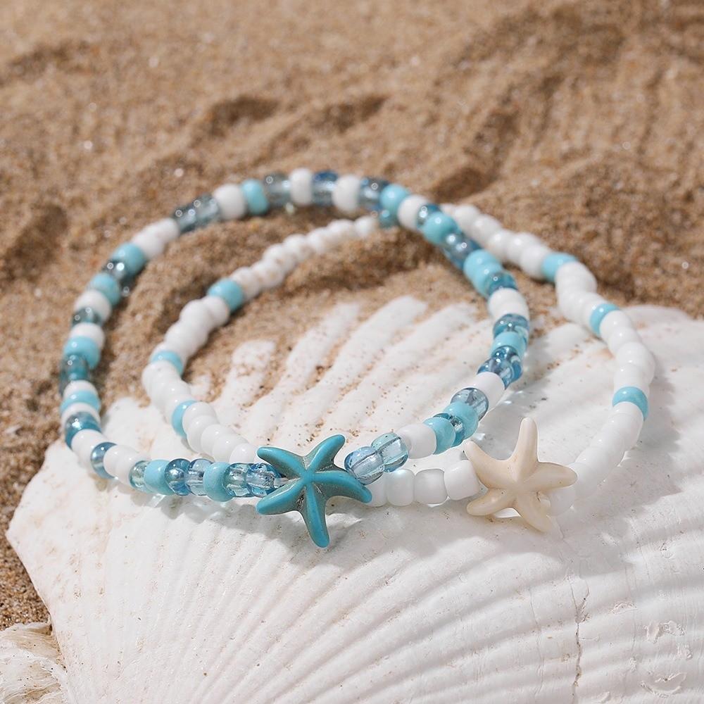 Handmade Starfish Pendant Ankle Pearl Beach Foot Chain Bohemian Boho Beaded Anklets  Women