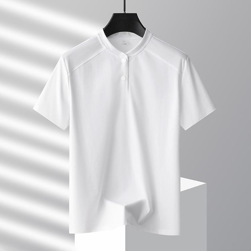 POLO Shirt Short Sleeved Men's Thin Stand Up Collar Quick Drying Loose T-shirt Ice Silk Breathable Upper Garment