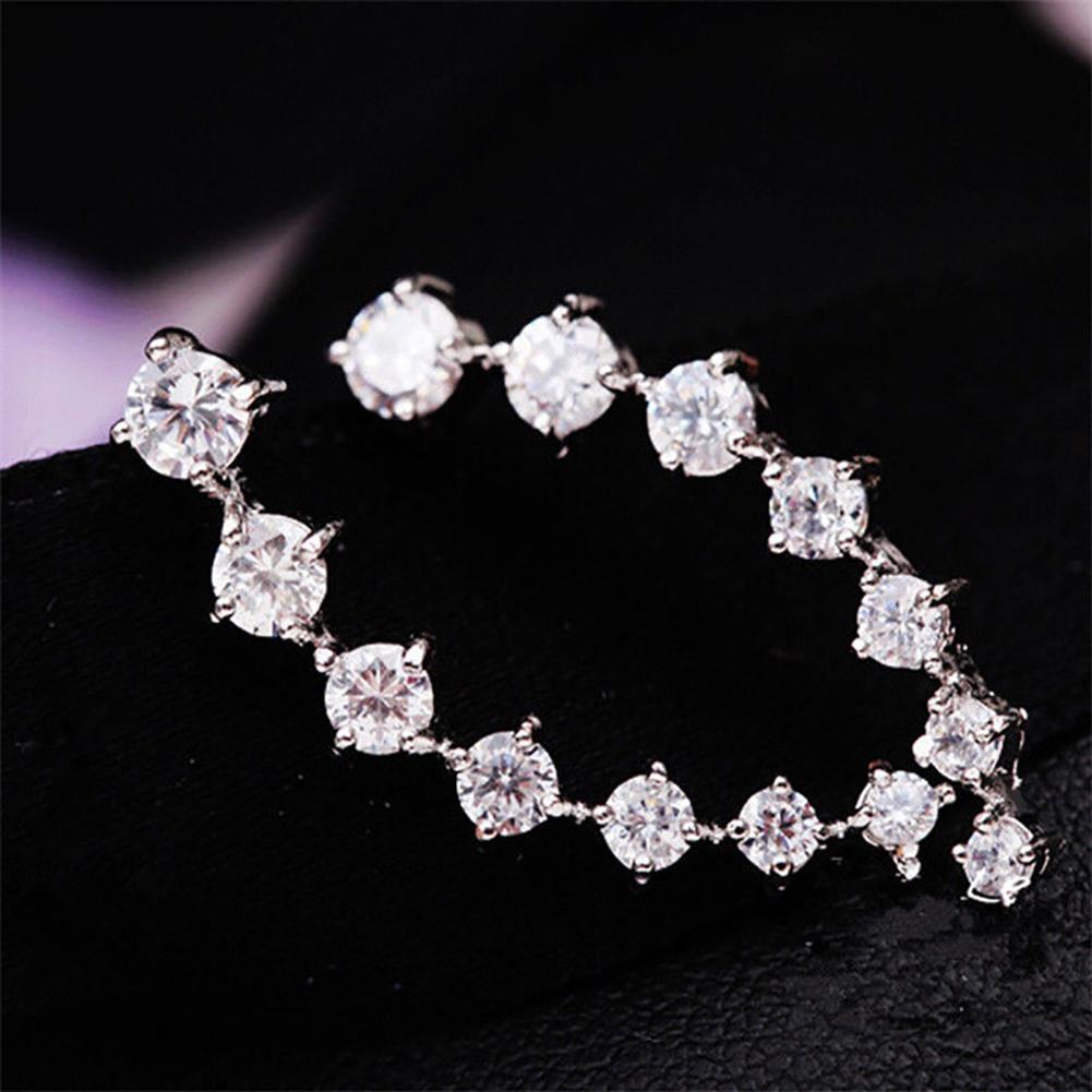 Women Fashion Star Shaped 7 Rhinestone Long Bride Ear Stud Earrings for Weeding Party