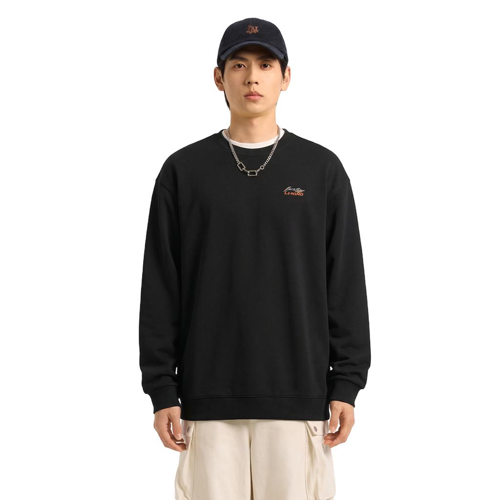 Li Ning Sports Lifestyle Series Loose Fit Round Neck Couple Sweatshirt Unisex Tops AWDW685-3