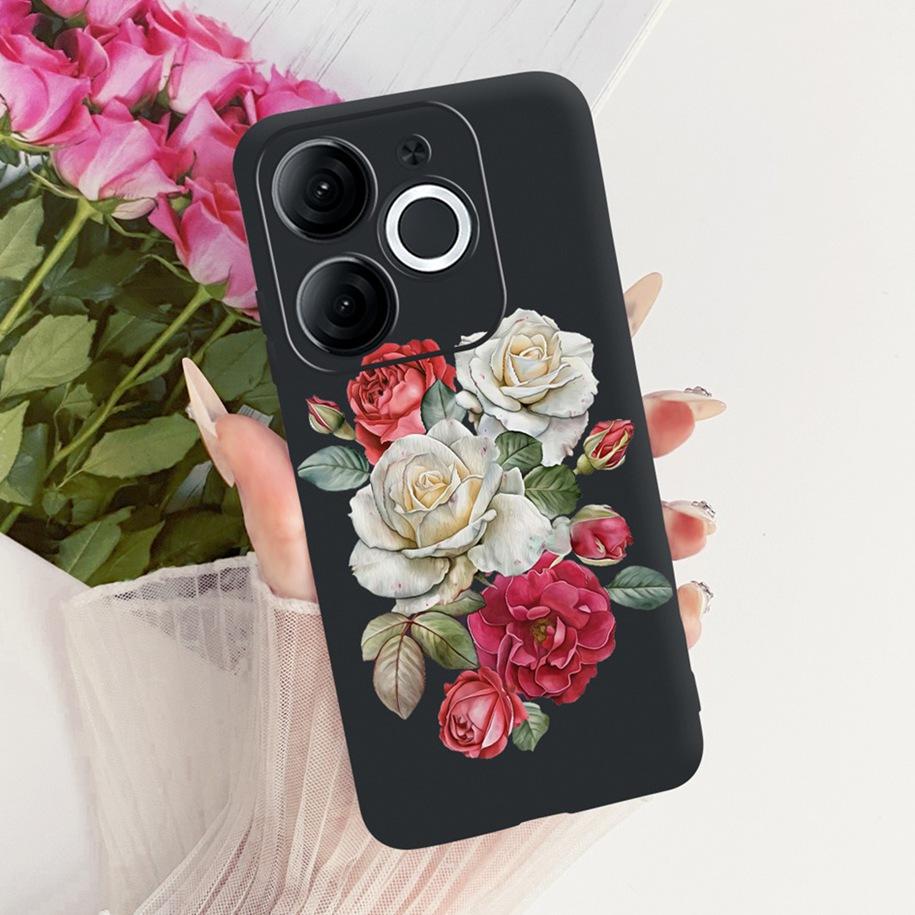 

For Itel A80 A70 Case Fashion Flower Bowknot Soft Black Silicone Phone Cover For ItelA80 A671L A671LC Fundas ItelA70 A665L Coque Itel A80