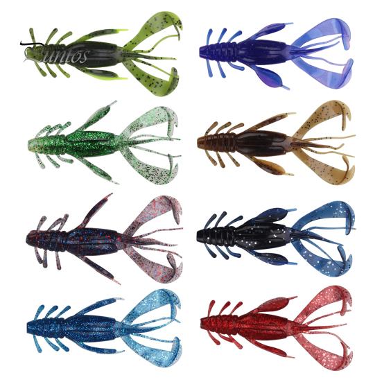 4Pcs 10CM/10G Soft Crayfish Lure with Sequins Realistic PVC Bionic Artificial Shrimp Bait Freshwater Saltwater Bass Trout Fishing Accessories