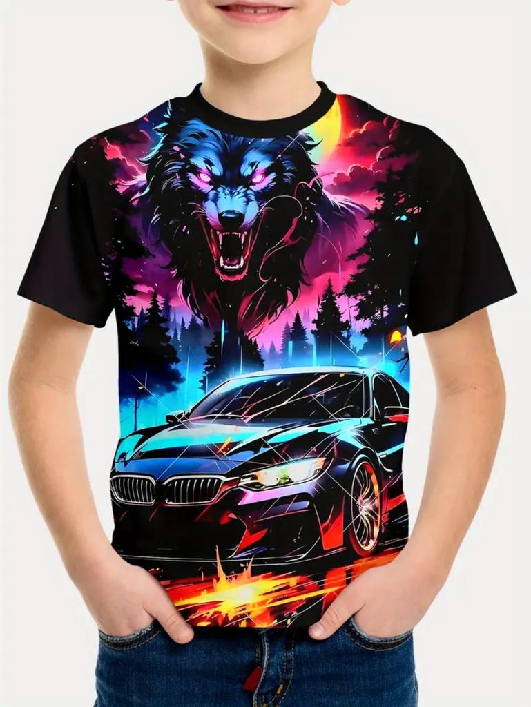 Boy T Shirt Racing Cars Print Boys T Shirts Kids Clothes Fashion Children Top Short Sleeve Child T-Shirt Casual Baby Boy Clothes