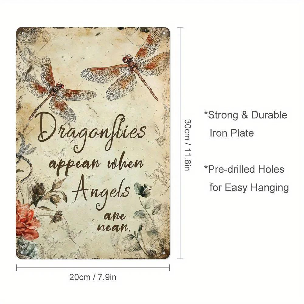 Dragonfly Garden Decor Dragonflies Appear Dragonfly Outdoor Wall Art Classic Vintage Metal Sign for Fence and Patio Decoration