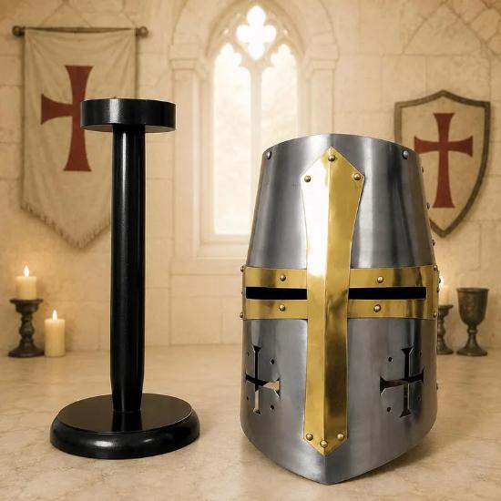 Crusader Templar Great Helm Medieval Knight Helmet Steel Armor Collectible Gift