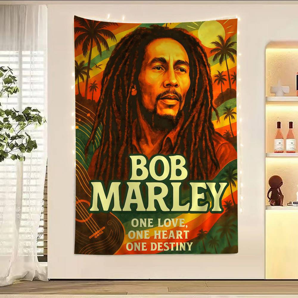 BOB MARLEY CANTANTE Arazzo Anime Fiore Hippie Tappeti da Parete Decorazioni per Stanza Decorazione da Parete Decorazioni per la Casa