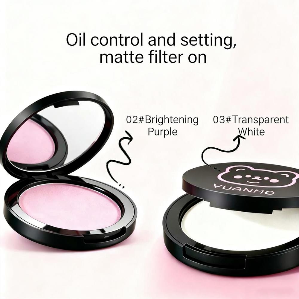 Transparent White Pressed Powder Oil Control Matte Whitening Compact Foundation Brightening Concealer Face Makeup