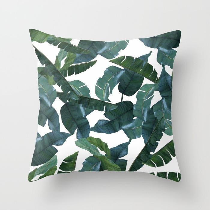 Fashionable Tropical Plant Polyester Pillowcase Office Fabric Sofa Cushion Cover Home Peach Leather Velvet Pillowcase