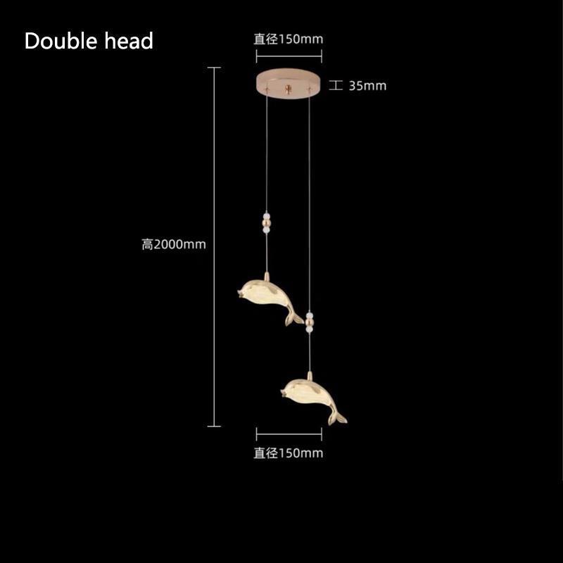 2024 new LED personalized creative luster whale chandelier for bedroom bedside pendant lights hanging lamp interior lighting