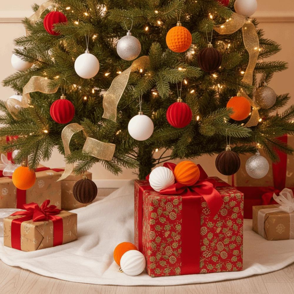 Multi Texture Velvet Christmas Balls Assorted Colors Multi Texture Baubles Xmas Gift