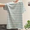 Korean Contrasting Striped Short-sleeved T-shirt Women's Spring and Summer 2026 New Loose Casual and Thin Small Crew Neck Top