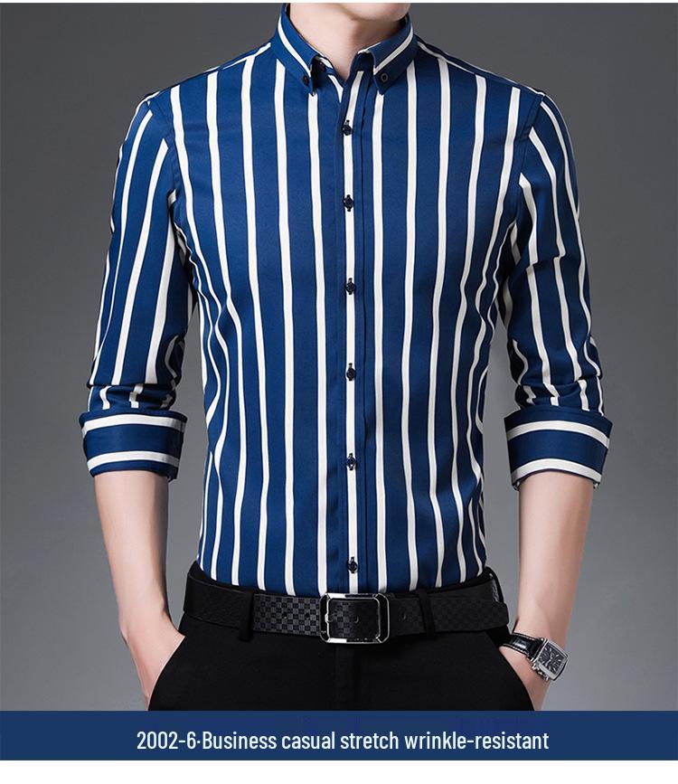 Herrskjorta i stretch för affärsbruk: Lång- eller kortärmad randig, Vår/Sommar-kollektion