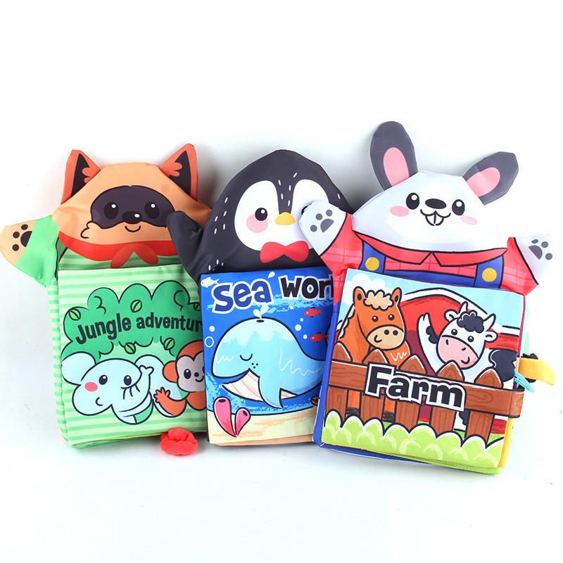 Factory Supply New Baby Tail Cloth Book Bb Call 3d Animal Puppet Cloth Book Tear-resistant Baby Book
