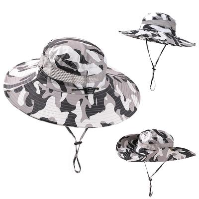 Summer Camouflage Bucket Hat For Women Men Wide Brim UV Protection Hiking Fishing Hat Breathable Mesh Outdoor Male Sun Beach Cap