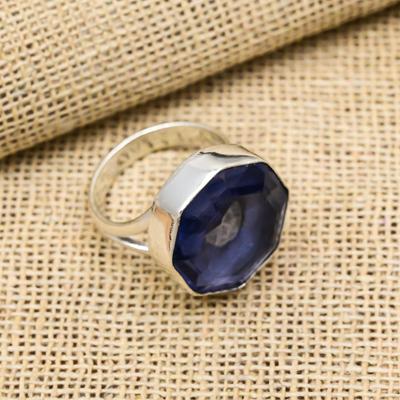 Iolith Handgefertigter Edelsteinring, 925 Massiver Sterlingsilberring Antikschmuck, Ring für Verlobungsgeschenk