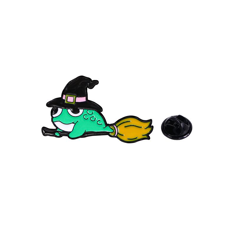 Cute Cartoon Knife Car Skateboard Broom Magic Hat Frog Enamel Pins Brooches