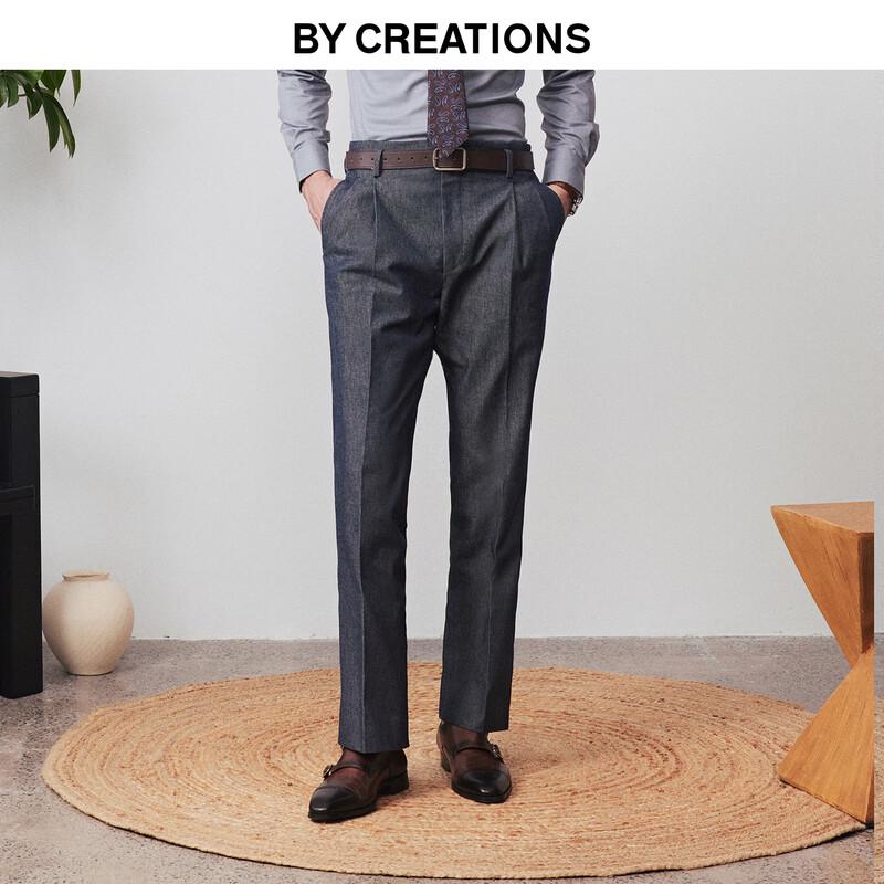 

By Creations Men s Hollywood Fit Pure Cotton Double Pleated Casual Jeans 44