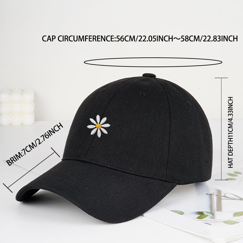 Süße Gänseblümchen-Stickerei SoftPeak Baseballkappe Verstellbar Tägliches Girly-Stil-Hut Perfekt für Campingurlaube und Reisen
