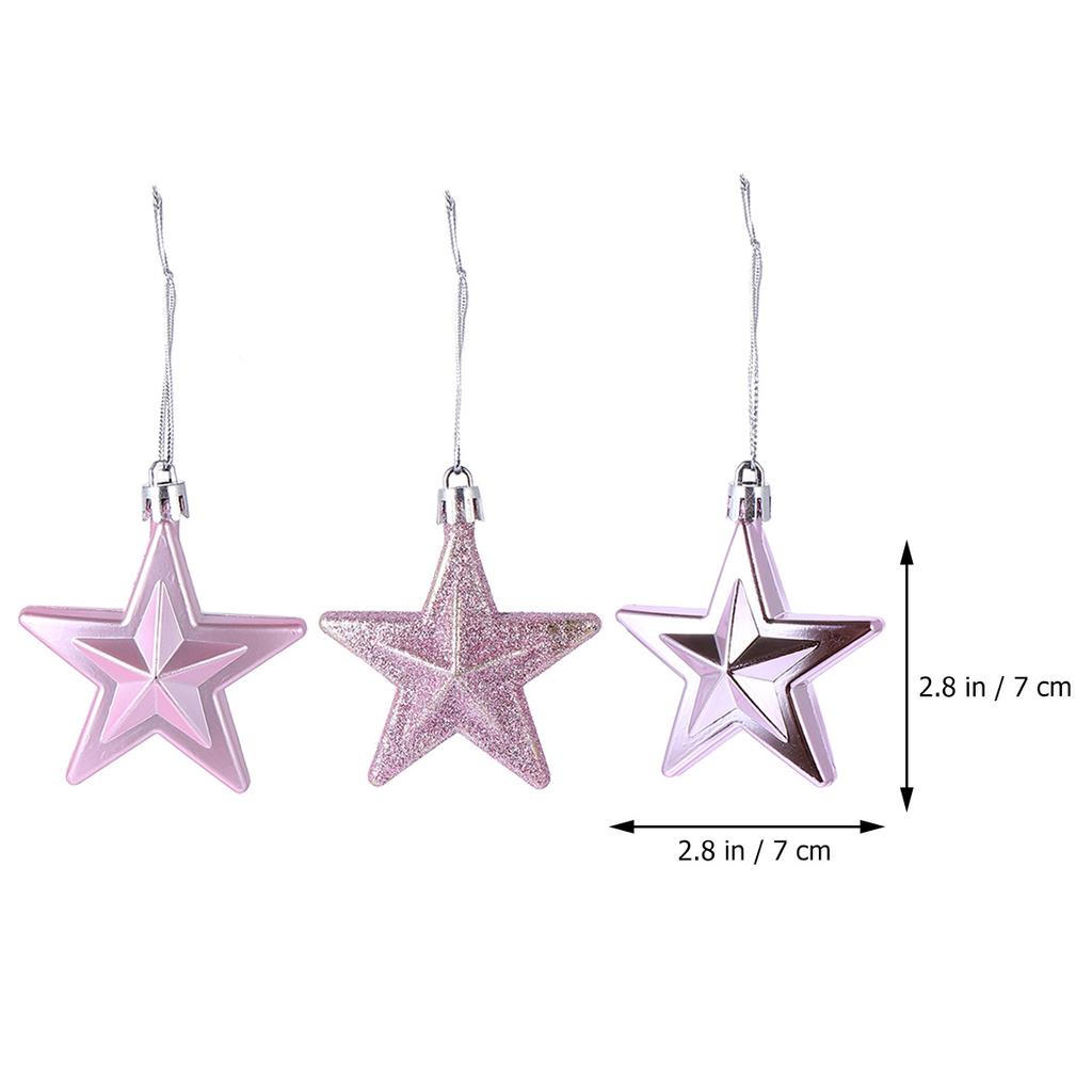18Pcs Star Decor Christmas Hanging Tree Ornament Festive Five Pointed Design for Home Office School Xmas Display