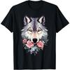 Floraler Wolf Vintage Blumen Wolfsgesicht für Wolfsliebhaber T-Shirt