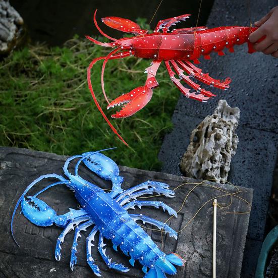 3D Lobster DIY Hand-held Lantern Handcrafted Chinese Traditional Paper Lantern for Mid-Autumn Festival Chinese New Year Decoration