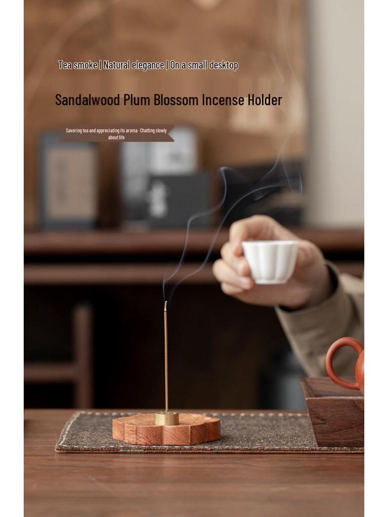 Ebony and Copper Petal-Shaped Incense Holder - Creative Sandalwood Burner Tray