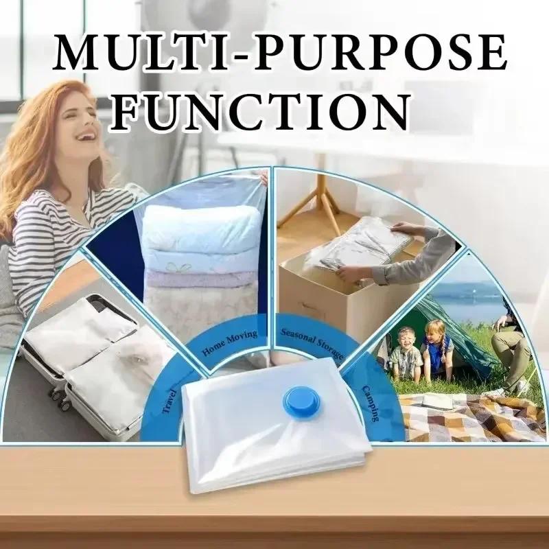 Vacuum Storage Bags with Electric/Hand Pump Multi-Purpose Plastic Rectangular Bags with Zipper Closure Space-Saving Organizer