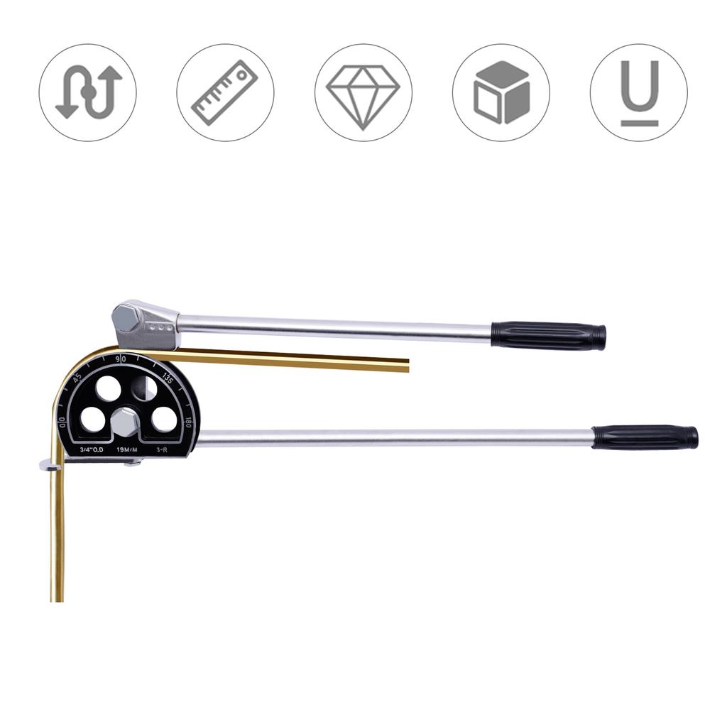 3/4”OD Tubing Bender Manual Pipe Tube Bender 180 Degree HVAC Bending Tool for Copper Aluminum Pipes Air Conditioner Repair