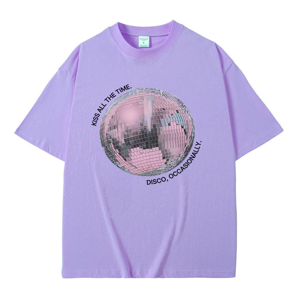 Kiss All The Time Disco Occasionally Graphic Tshirts Men Women Hip Hop Fashion Trend T Shirts Unisex Y2k Oversized Streetwear