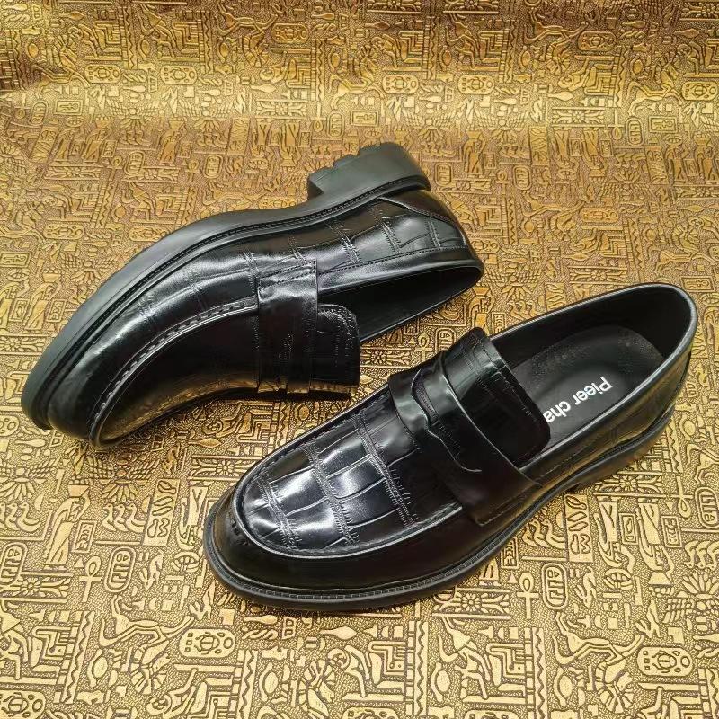 High-end first-layer cowhide loafers, men's British style leather shoes, genuine leather glossy business dress, foot-fitting Doudou shoes