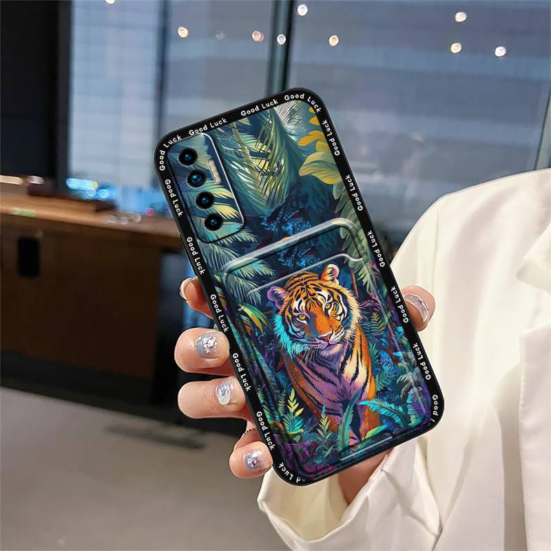 TPU Dirt-resistant Phone Case For Tecno Camon17P Card Slot Soft Case Cover Cute Card Bag Durable Fashion Design Silicone