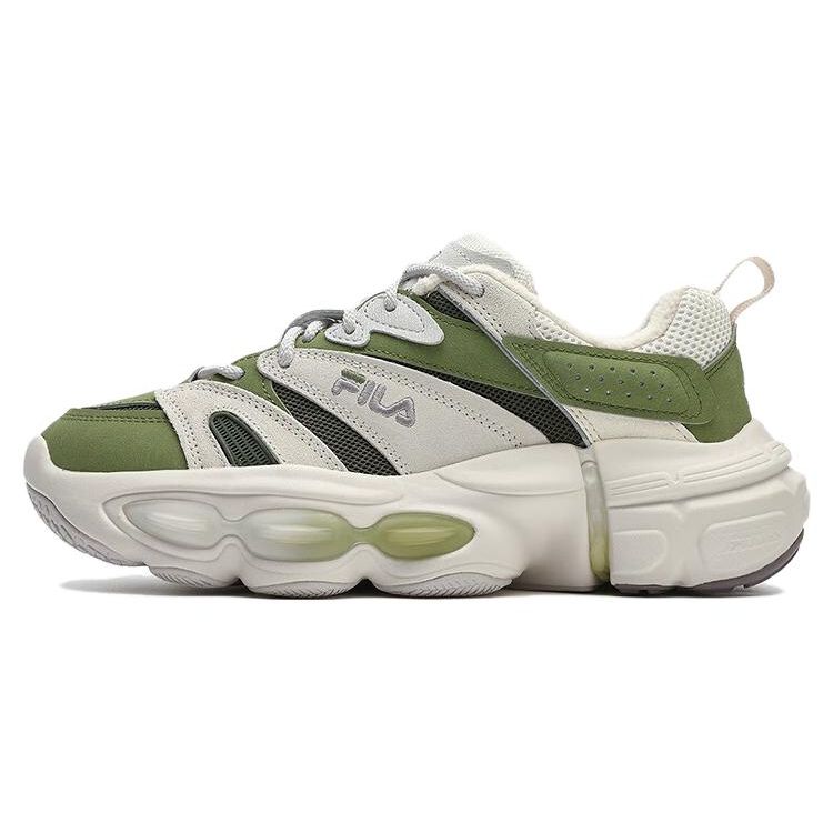 Fila Comfortable Fleece Shock Absorbing Wear Resistant Low Top Dad Shoes Women Sneaker White Green F12W342119FJL