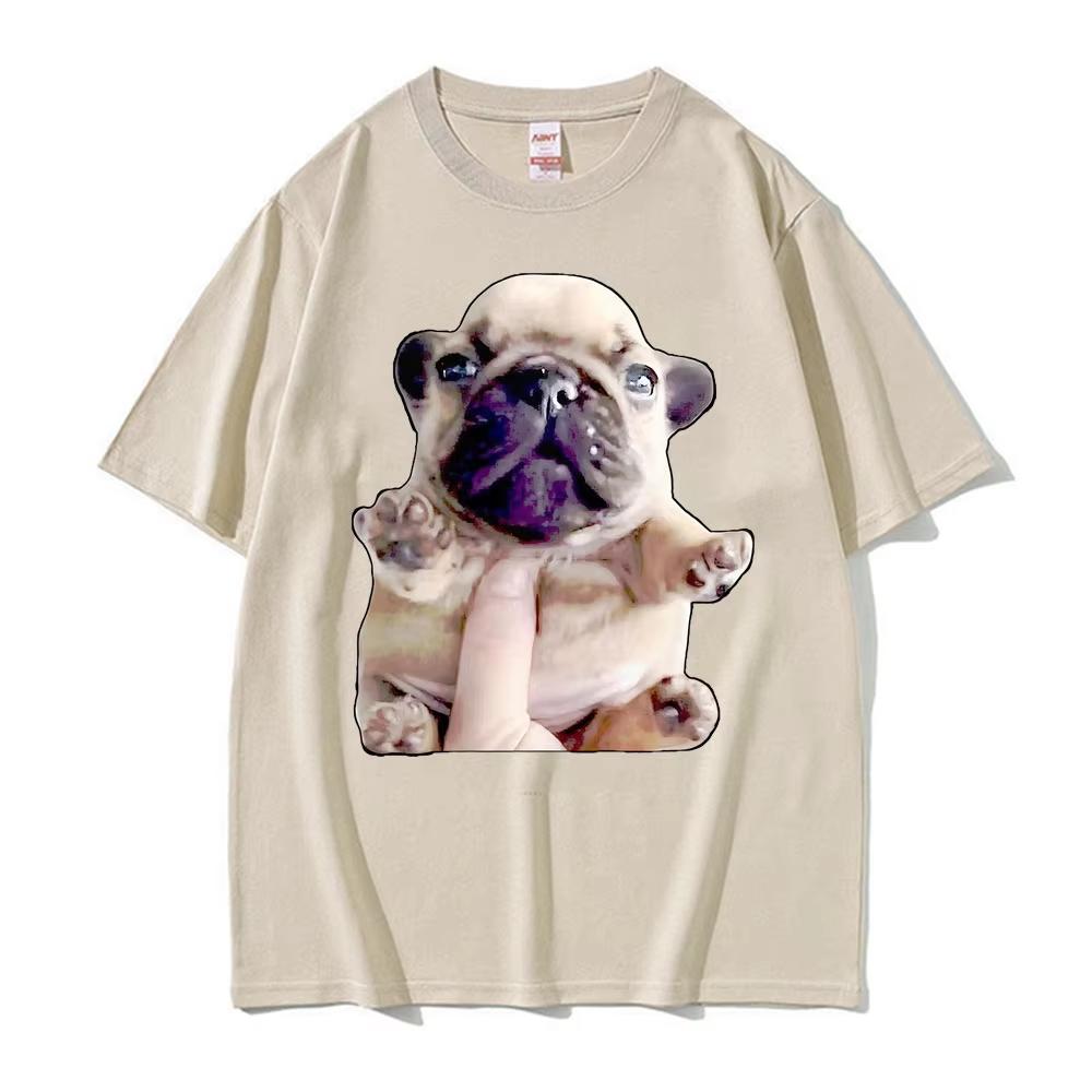 French Bulldog Funny Pibble Meme T-shirt Unisex Summer Tops Kawaii Cute T Shirt Men Women High Quality Cotton T-shirt Streetwear
