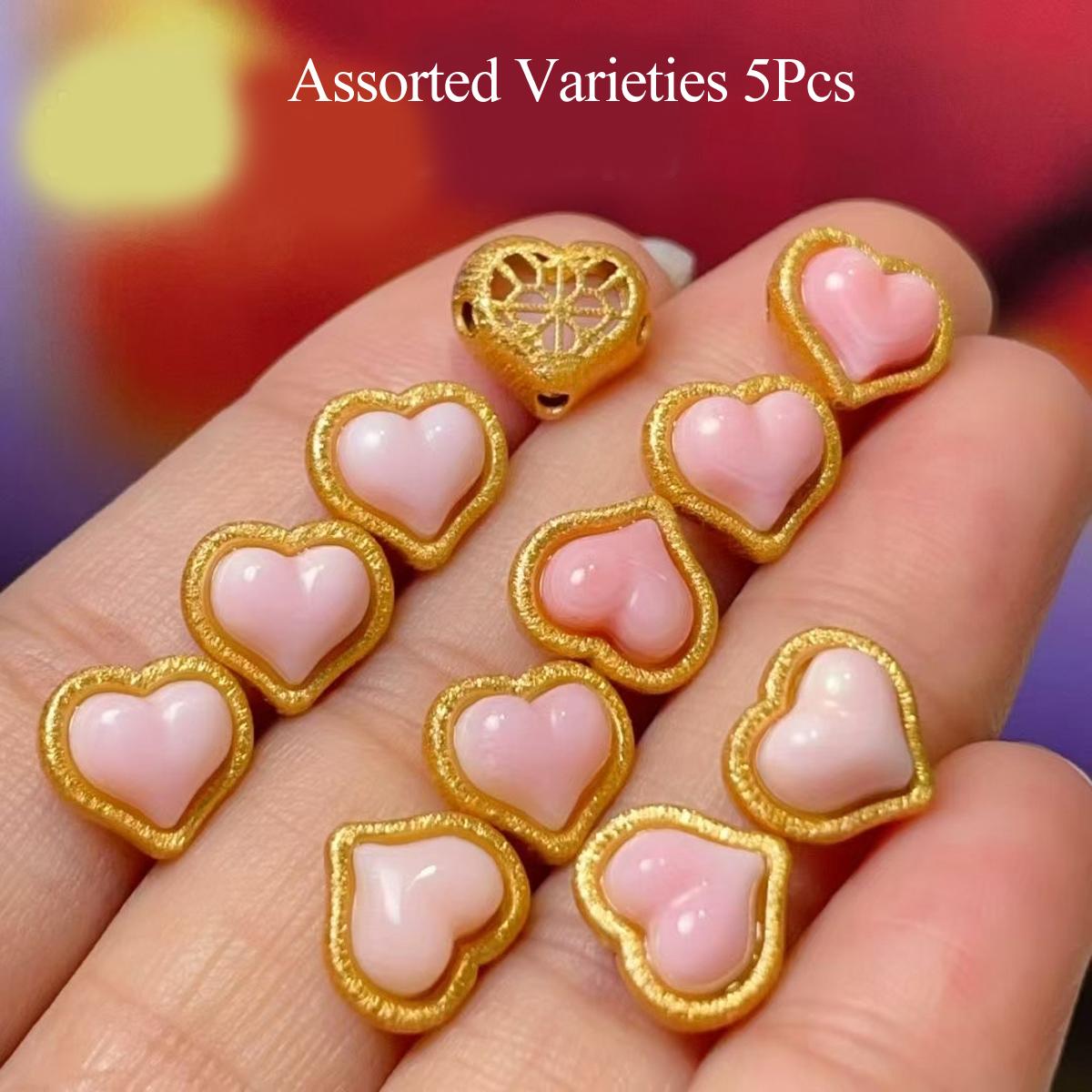 

5Pcs, Heart Natural Stone Pendant with golden-edged decor, Fashion Queen Clam Lapis Lazuli Redstone Charms for Jewelry Making DIY Crafts Gift 8×9mm 5Pcs/8×9mm