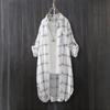 Plaid Shirt for Women Summer Loose Sun Protection Clothes Thin Coat Lazy Style Mid-length Chiffon Shirt for Women Elegant Shirt