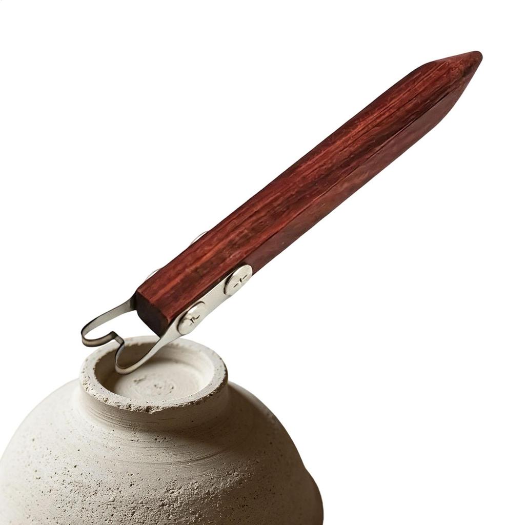 Pottery Foot Ring Tool Handmade Shapers with Wood Handle Pottery Foot And Rim Shape Tool for Centering Trim Cone Cutting Glazing