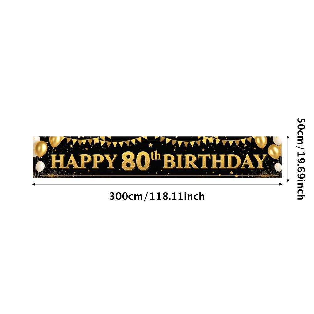 Akcenty Balonowe Baner Urodzinowy Kamień Milowy Dekoracja na 80. Urodziny Baner Happy 80th Birthday Do Sesji Zdjęciowej Kamień Milowy