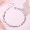 Fashionable Light Luxury Double Layered Wind Bracelet Sterling Silver S925 Cross Bead Bracelet for Women Simple Niche Design Internet Celebrity